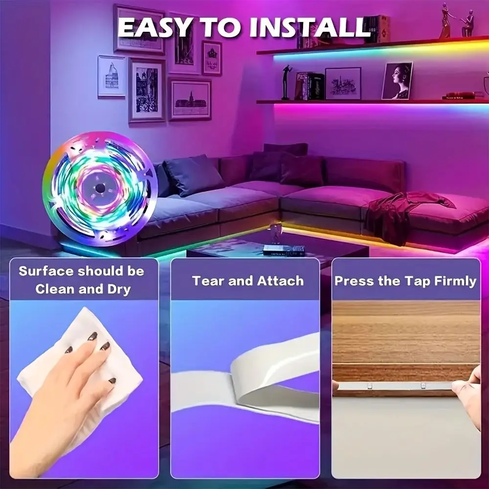 USB Powered RGB Light Strip Static Modes 3 Key Control LED Light Strip 5 V Low Voltage Dynamic Modes TV Background Light