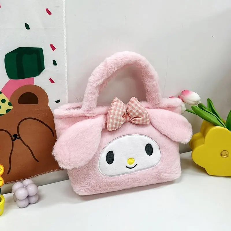 Mininstants-Sac à main en peluche mignon Sanliou pour fille, Kuromi, étudiant, dessin animé, petit sac de rangement, cadeau d'anniversaire pour amis, hiver, nouveau, 2025