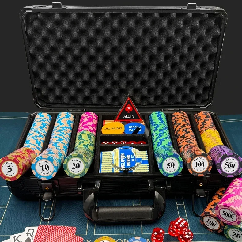 Poker Chip Set Chess Room Special Aluminum Box High-grade Inlaid Iron Sheet Mahjong Chessboard Room Set