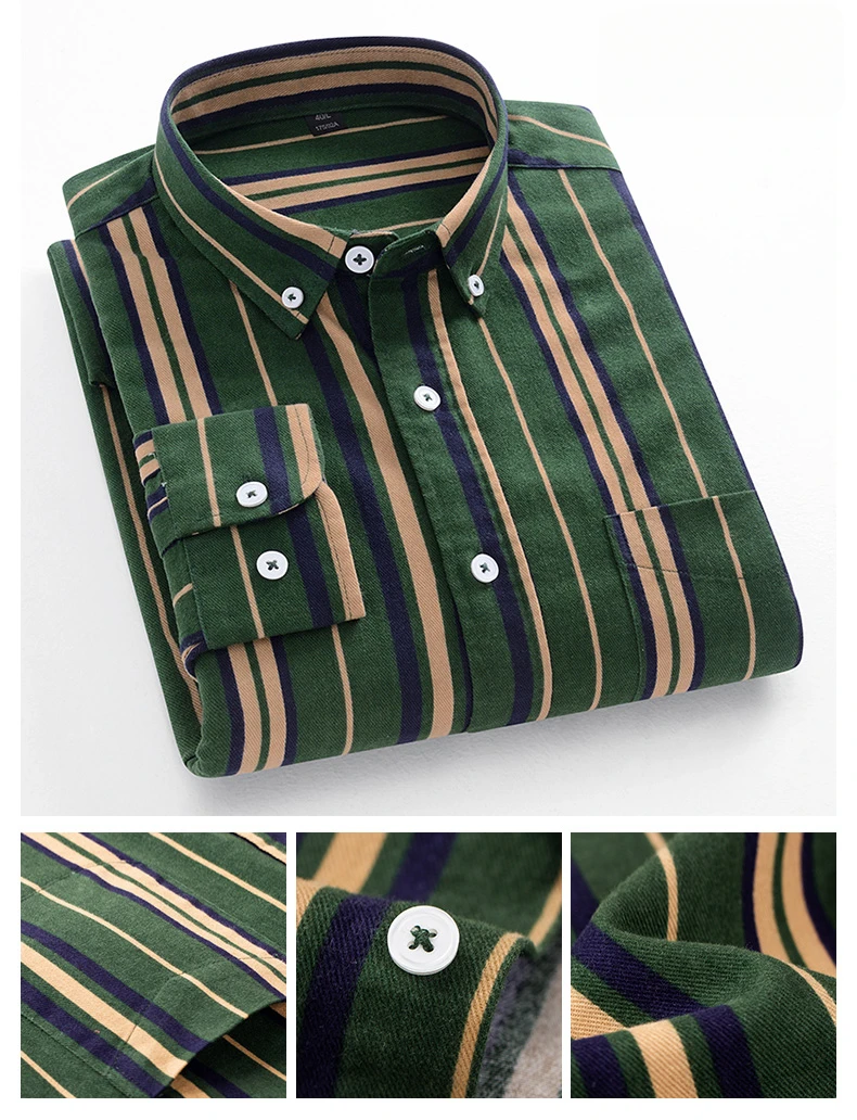 Casual Long-sleeve Shirts for Men Slim Fit Plain Shirt 100%cotton Plaid Striped Tops Soft Designer Fashion Korean Trends Clothes