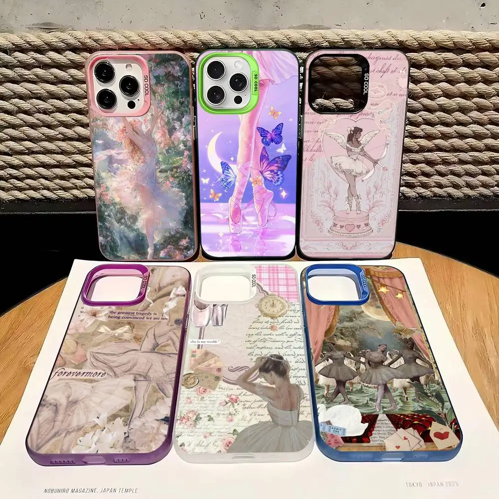 

Elegant Retro Ballet Girl Phone Case For IPhone 16 15 14 13 12 11 Pro Max X XR XSMAX 8 7 Plus Matte