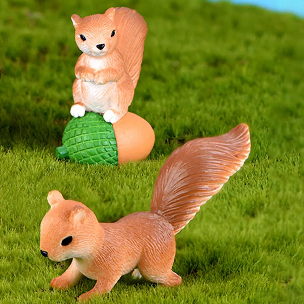 

8 Pcs Succulent Trinkets Ornament Miniature Squirrels Adorn Container Garden Pvc Figurines Baby Ornaments Animals