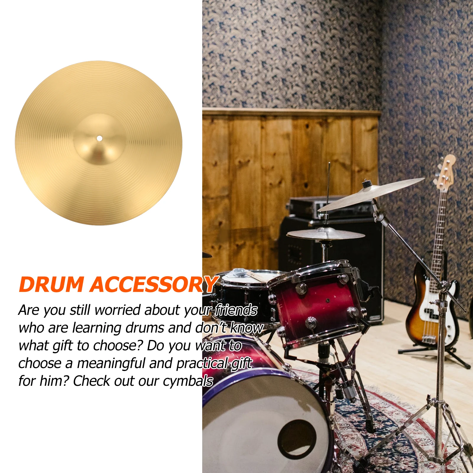 

Jazz Drum Cymbals Bell Replacement Accessories Musical Instrument Fitting Brass Golden Metal Part