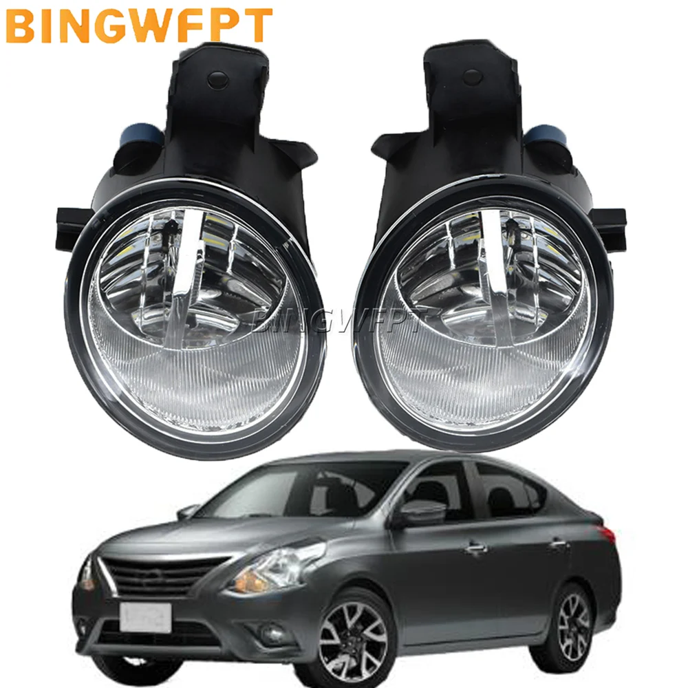 2 PÇS/LOTE Conjunto de luz de nevoeiro do para-choque dianteiro do carro para Nissan Versa 2012 2013 2014 2015 LED Nevoeiro Lâmpada diurna DRL 12V H11
