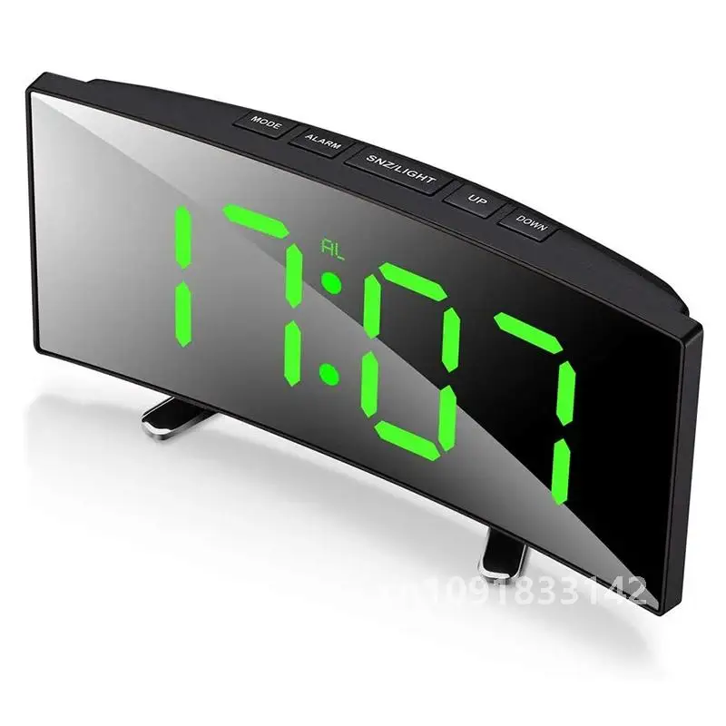 7 Inch Digital Alarm Clock Curved Dimmable Led Electronic Digital Desktop Clock For Kids Bedroom Large Number Table Clock