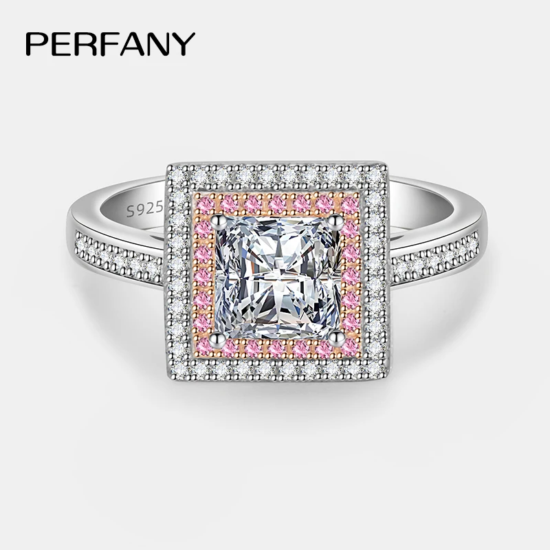 PERFANY 5.5mm 1CT Princess Cut Moissanite Diamond Ring  for Women Rose Gold Color Elegance And Sparkle Jewelry Accessory - view 4