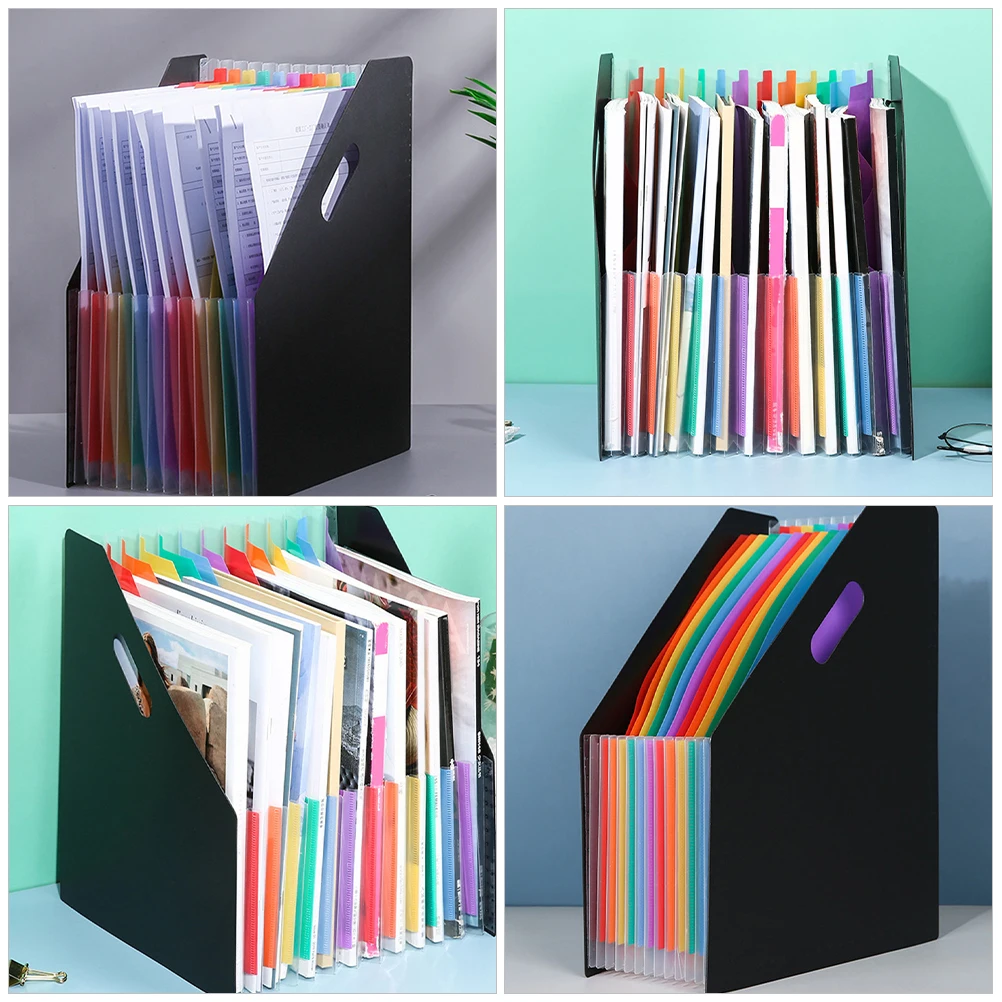 

2pcs Plastic File Folder Accordion Folder Expandable Organizer Desktop Files Holder For Office Home School Large