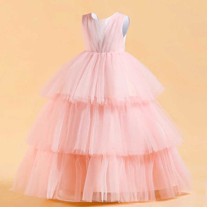 Kids Christmas Evening Girls Children Costume Bridesmaid Clothes Wedding Prom Lace Princess Party Stage Dress Birthday Gown