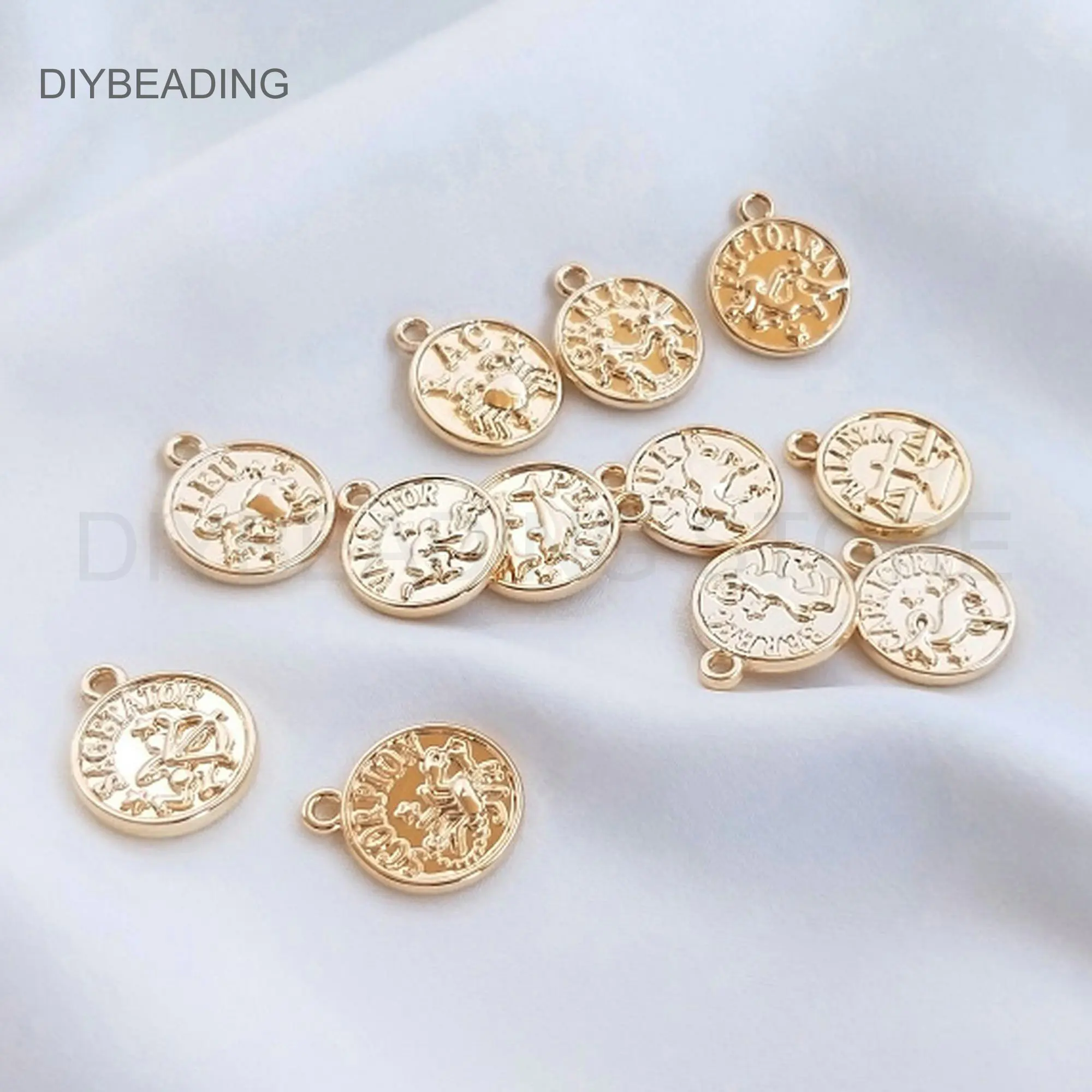 

Birth Charms for Jewelry Making Zodiac Constellation Pendant Wholesale 14K Gold Plated Horoscope Astrological Symbol Sign Charms