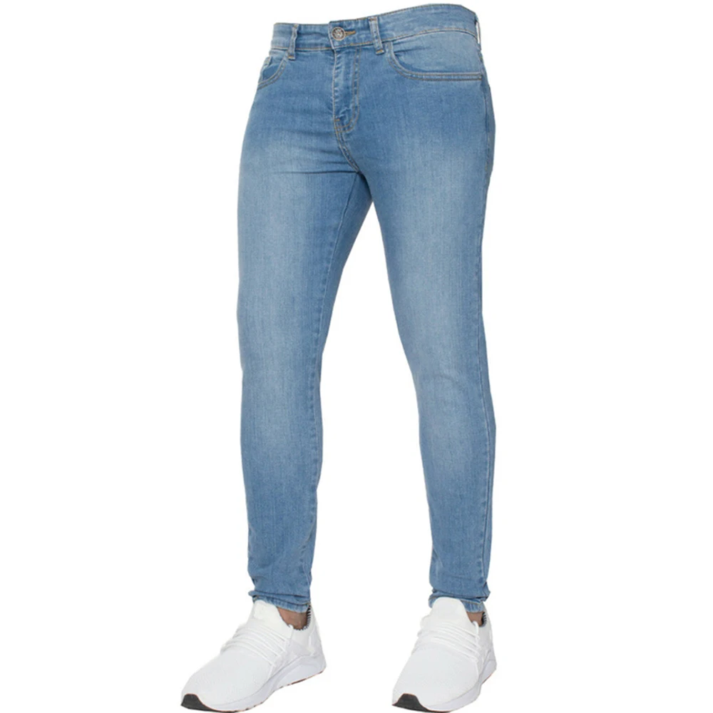 Wysokiej jakości męskie białe dżinsy modne modne Hip Hop obcisłe męskie spodnie jeansowe Slim Fit Stretch Classics casualowe spodnie jeansy męskie