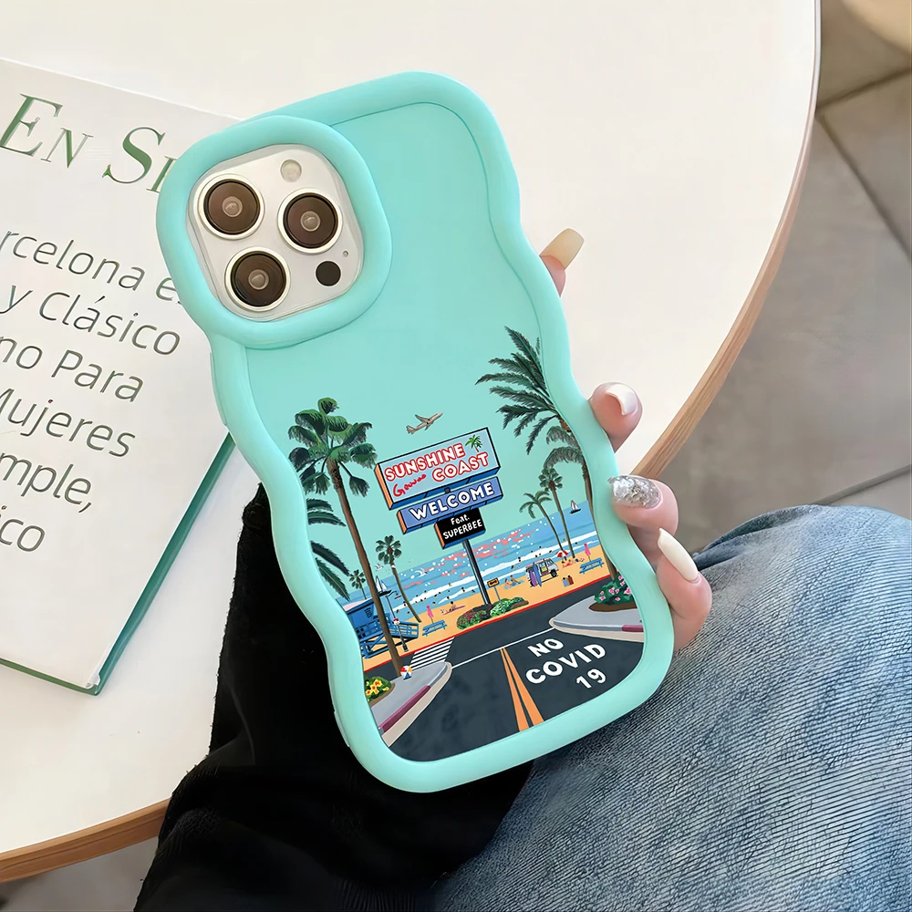 Summer beach tourist scenery Phone Case for IPhone 15 14 13 12 11 Pro Max XR XS X 7 8 Plus SE20 Candy Color Soft TPU Back Cover