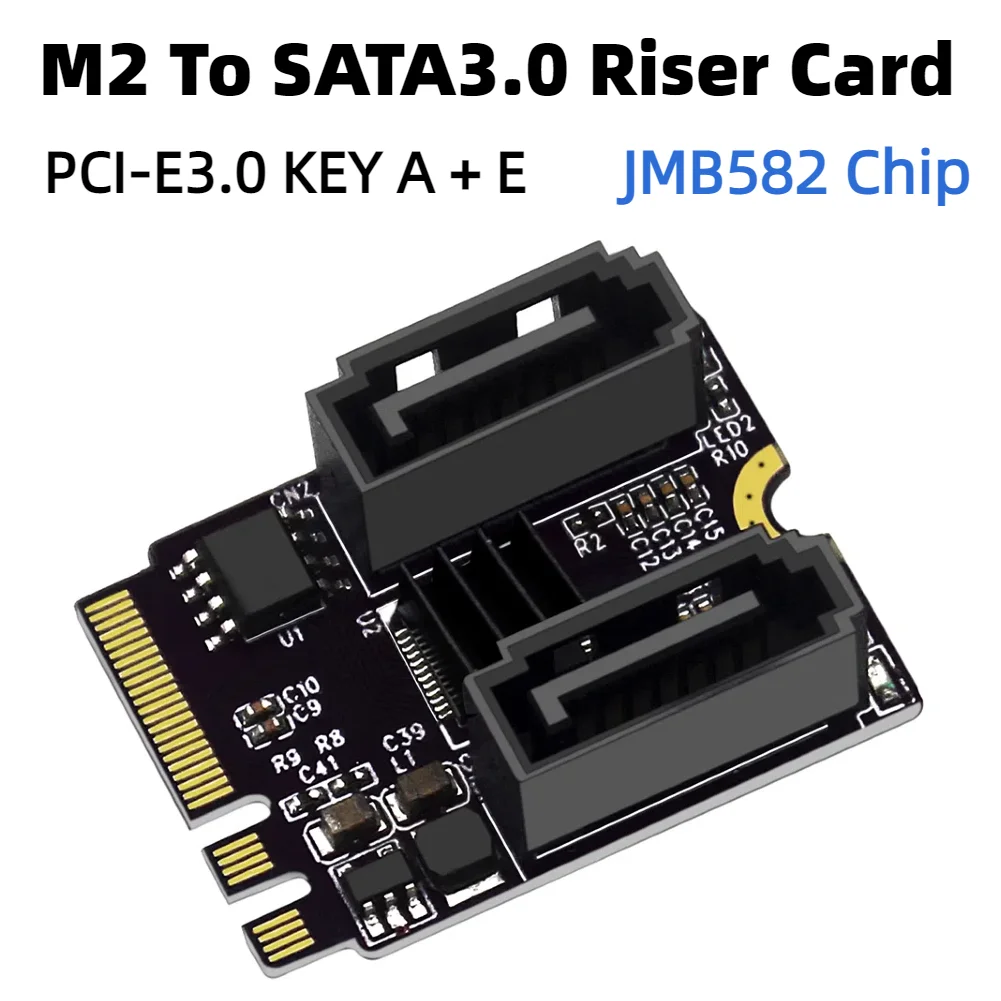 M2 To SATA3.0 Adapter Card PCI-E3.0 KEY A + E WIFI M.2 To SATA JMB582 Chip for PC Servers Consumer Electronics/Storage Device