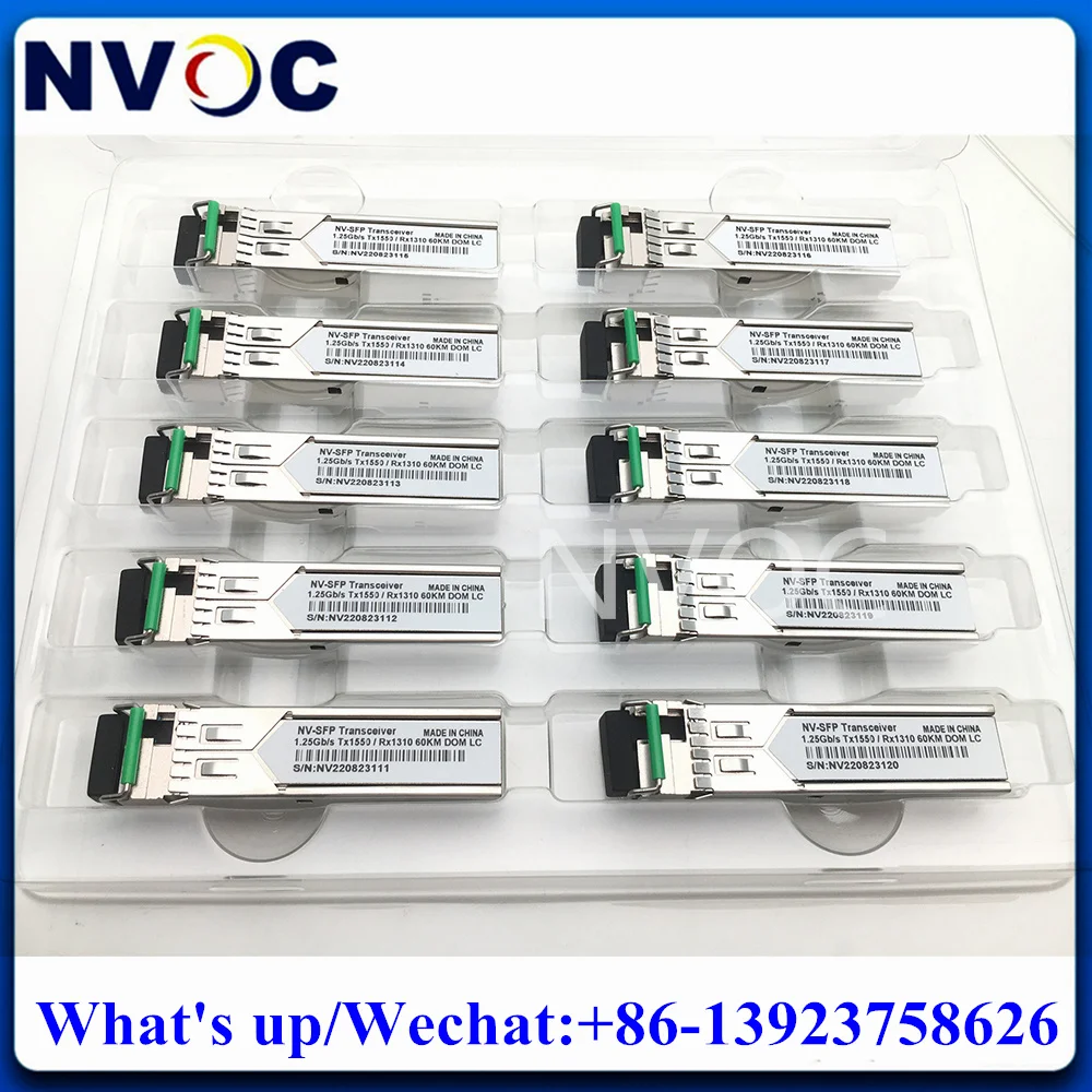 5Pair Single Fiber WDM GBIC 1000BASE-BX 1.25G 1310nm/1550nm 60km BiDi LC/SC SFP One Core Singlemode Simplex Transceiver Module