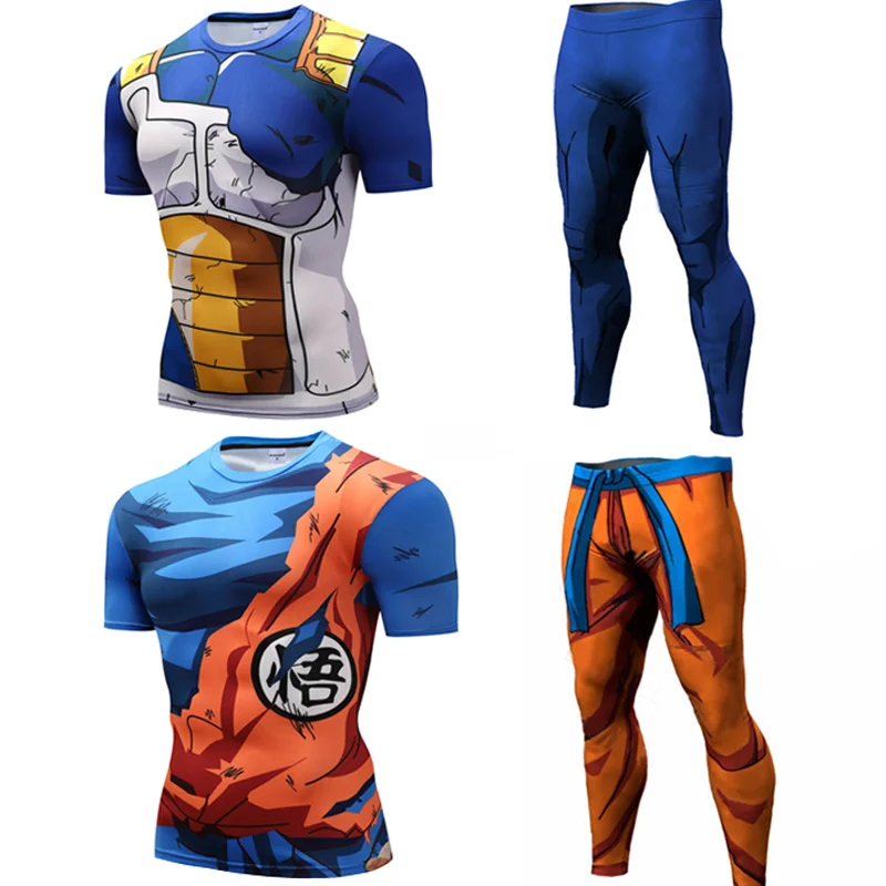 

3D Dragon Ball T Shirt Slim Fit Homme Compression Costume Vegeta Tshirt Son Goku Men Fitness Leggings Shorts Sportwear T-Shirts