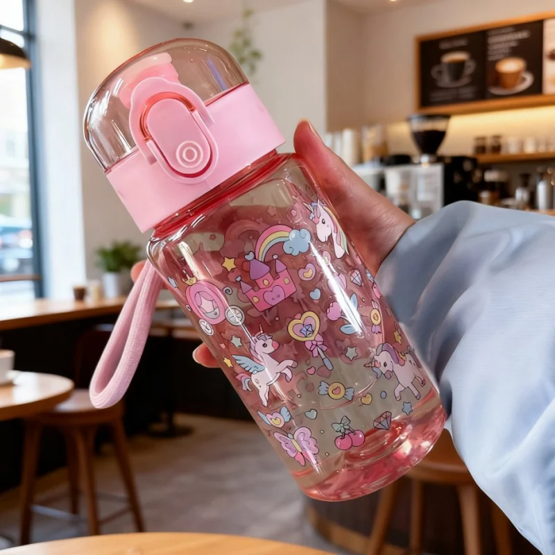 Children's Water Bottle for Summer Student Drinking Bottle Plastic 550ML Sports Water Bottle Portable Anti-fall and Leak Proof image 3