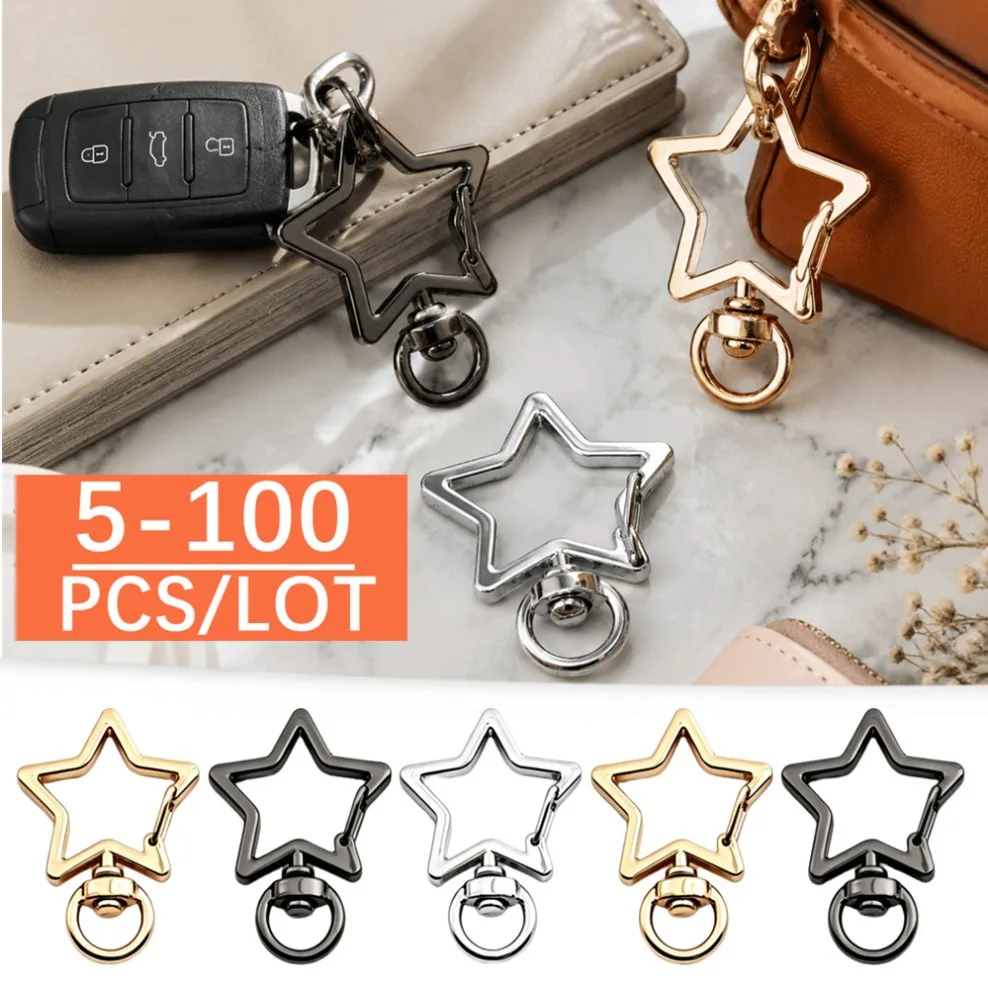 5-100Pcs 33/40mm Metal Star Snap Hook Trigger Clips Buckles Keychain Lobster Clasp Hooks For DIY Jewelry Key Ring Accessories