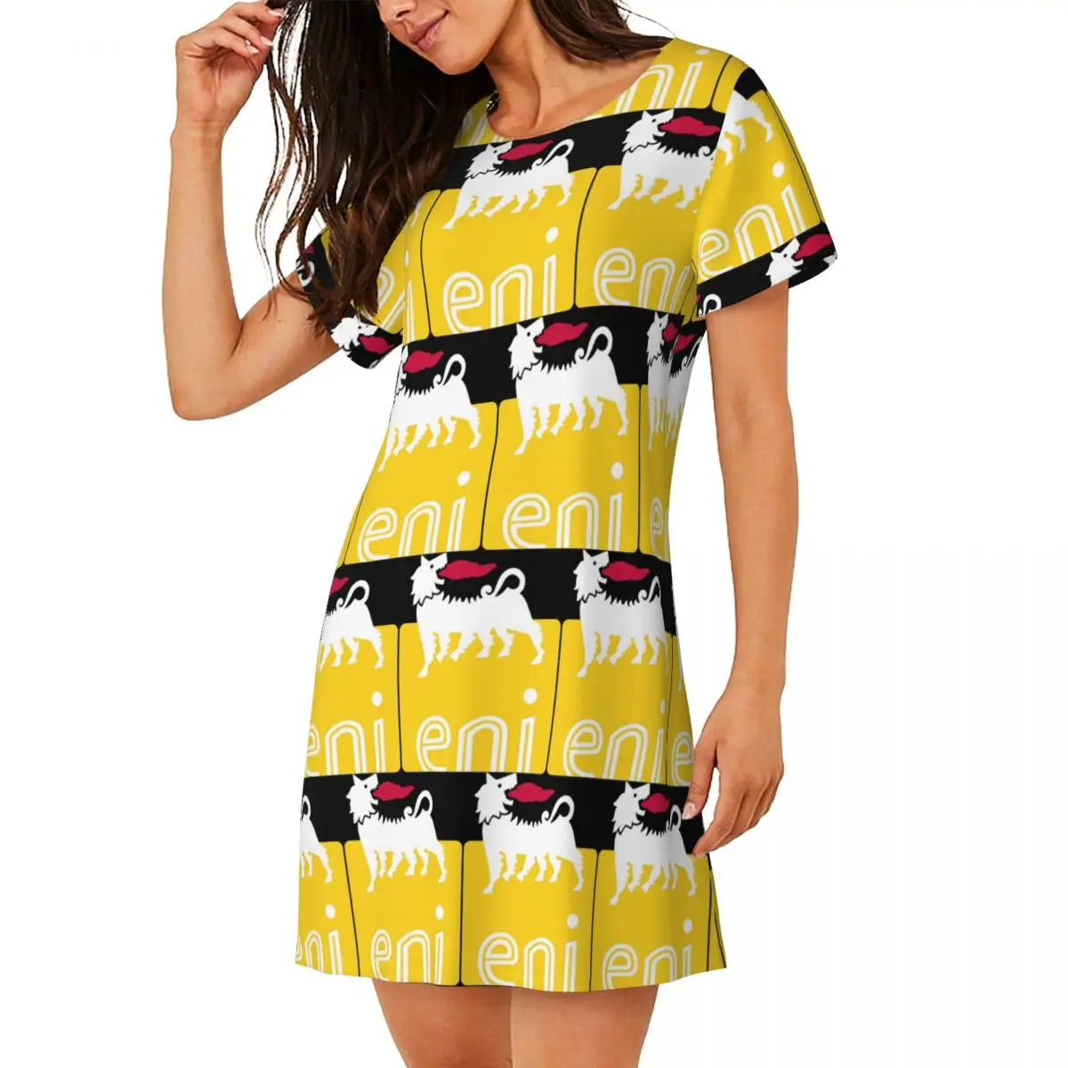 Agips Eni Racing Car Oil Short Sleeves Nightdress For Sleeping Sleepshirts Women Short Sleeve Nightgowns Loose Pajama Dress