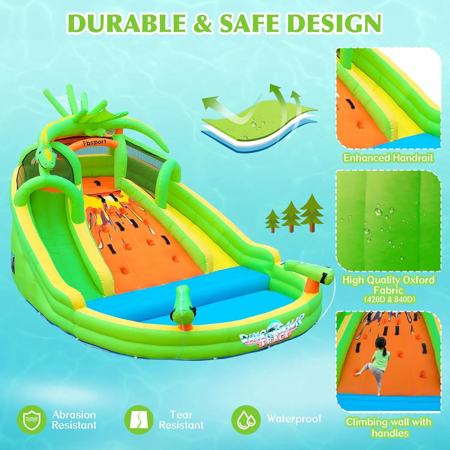 Kids Inflatable Bounce House with Slide, Climbing Wall, and Water Guns - Indoor/Outdoor Bouncy Castle for Park, Backyard (Includes Blower) view 5