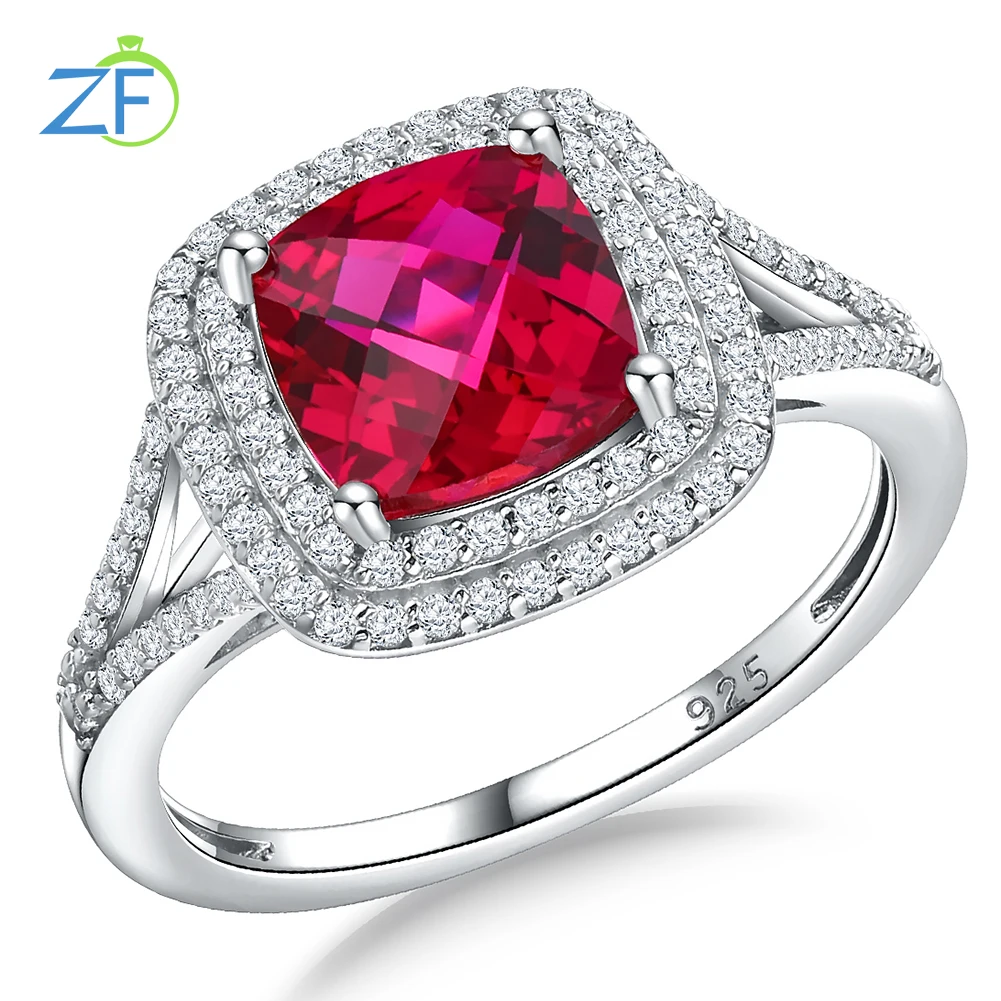 

GZ ZONGFA Ruby Ring for Women Men 925 Lab Original Sterling Silver Gemstone Solitaire Engagement Rings fine Jewelry Party Gifts