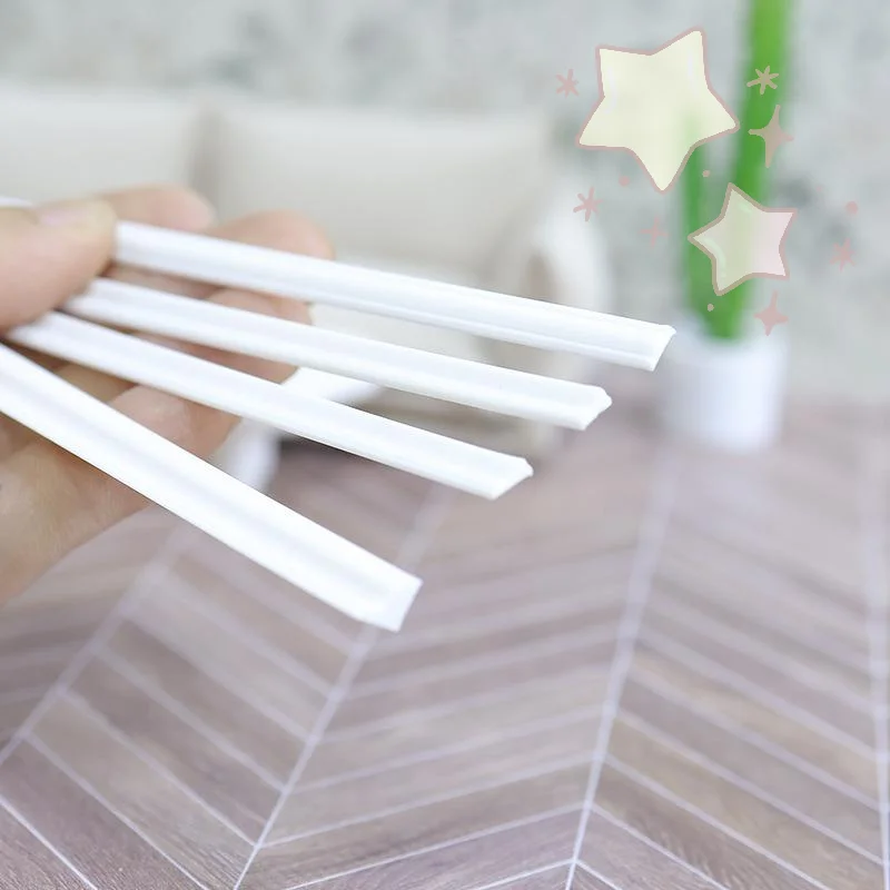 2 Pieces 1:12 Scale Dollhouse Miniature Skirting Board Line Wall Corner Trim For Bathroom Living Room Decor Doll House
