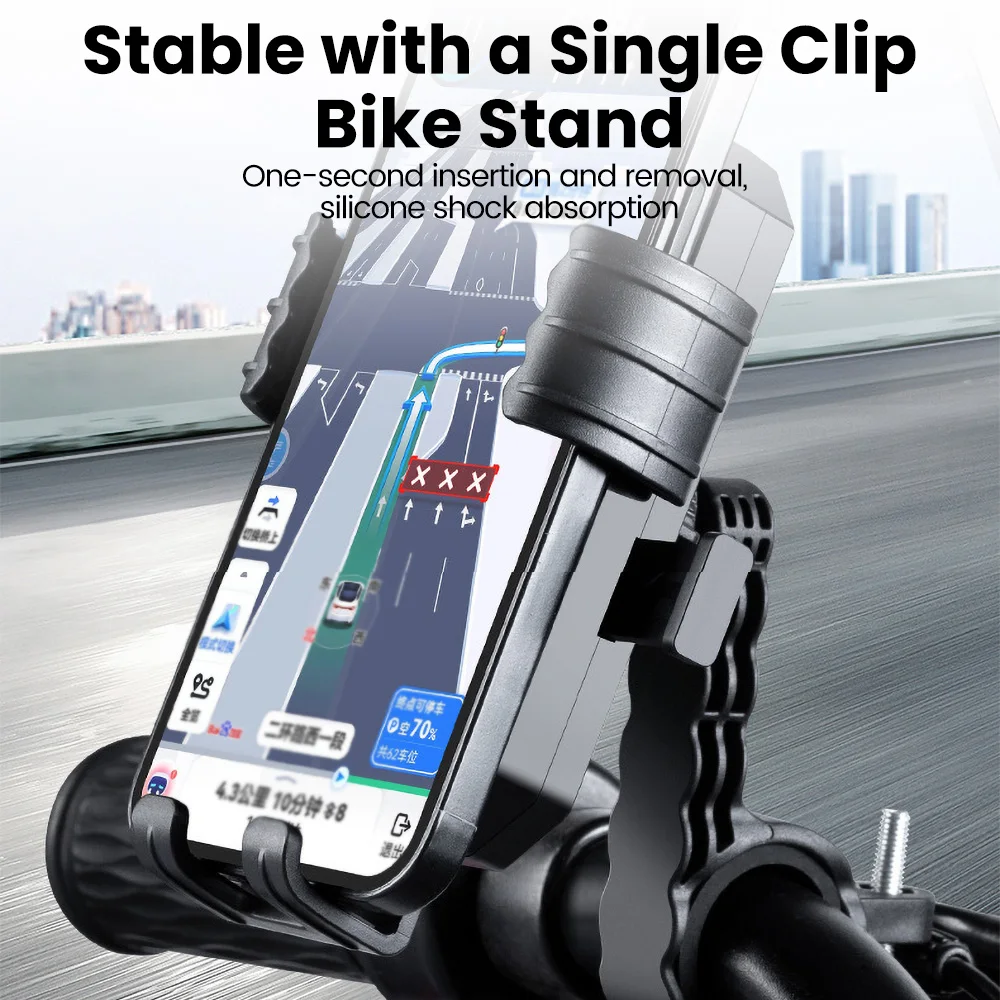 Bicycle Phone Holder Motorcycle Mount 360 Rotation Universal Handlebar Auto Lock Shockproof Cycling Accessories GPS Navigation