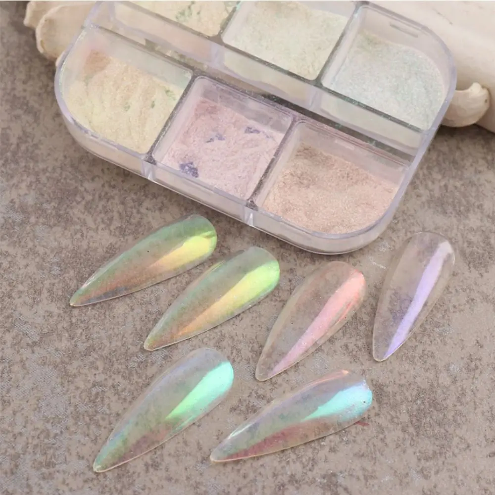 반짝이는 오로라 네일 파우더 미러 마감 반짝이는 네일 펄 파우더 네일 장식 오래 지속됨