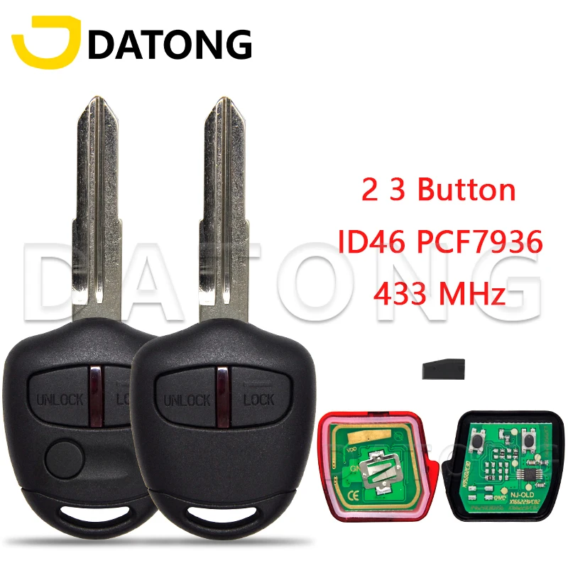 

Автомобильный ключ-пульт Datong World MIT8 ID46 433 МГц для Mitsubishi Outlander, ASX, Lancer, Triton, L200, Pajero, замена смарт-ключа
