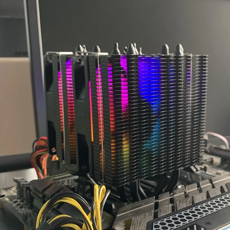 Chłodzenie powietrzne CPU 6 Heatpipes Czarny RGB Radiator PC Do Intel LGA 1150 1151 1156 1366 1200 1700 2011 AM3 AM4 AM5 Wentylator