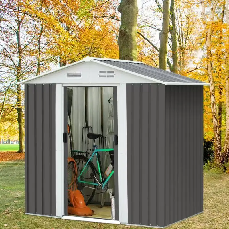

Waterproof Shed Garden Building Tool Storage Metal Steel Shed Outdoor with Lockable Door Cleaning Tool Cabinet for Backyard Lawn