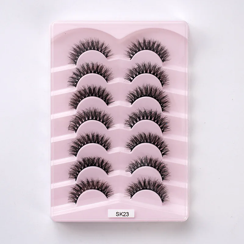 7pairs Natuurlijke Russische Strip Wimpers Pluizige Nertsen Wimpers 3D Valse Wimpers Pluizige Volume Wimpers Nep Wimper Extension Make Up