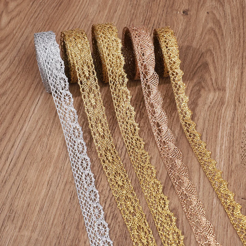 5/10Yard Gold Silver Lace Net Trim Ribbon Curve Lace Fabric Sewing Centipede Braided Lace Wedding DIY Clothes Craft Accessories