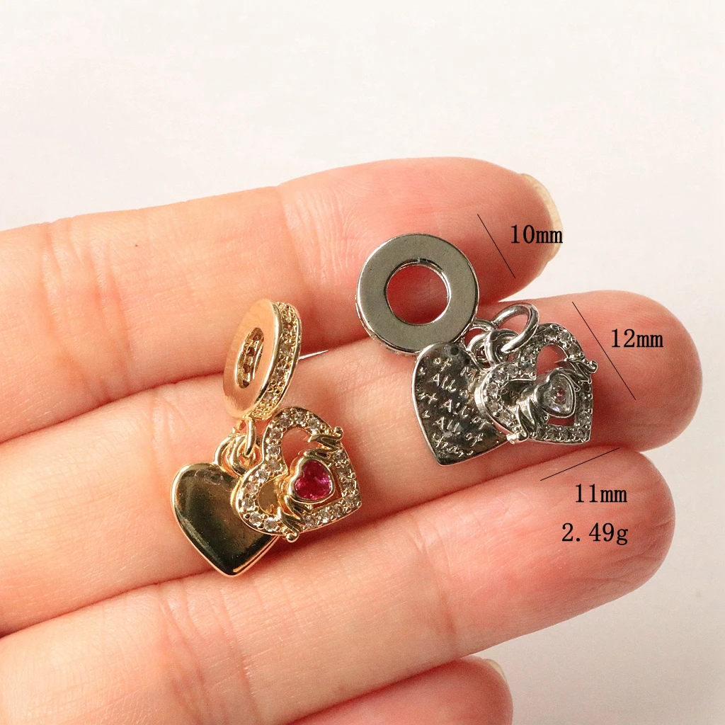 

6pcs-22*11mm 2026 New Love Charms Gold Silver Beads Fit Original Bracelet Mom Daughter Aunt Heart Dangle Charms DIY Jewelry Gift