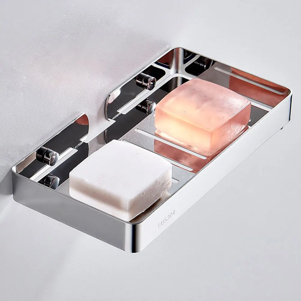 

Stainless Steel Soap Dish High Grade Draining Rack Bathroom Wall Mounted Holder Tray Practical Case Extra Anti Rust