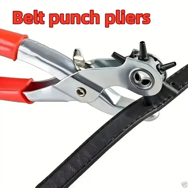 Heavy‑Duty Revolving Leather Hole Punch Pliers Multi‑Purpose Belt Puncher for Watch Band Belt Shoes Leather Craft DIY Punch Tool