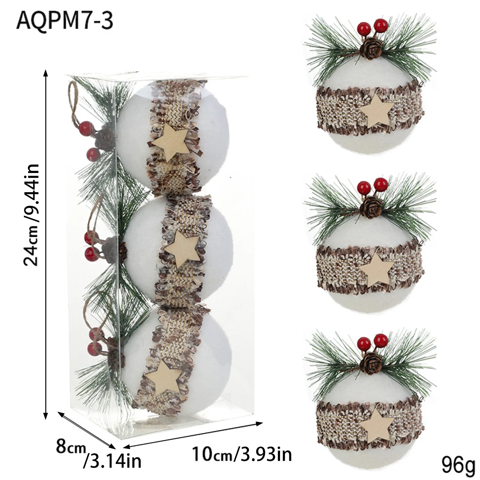 Juego de adornos de bolas de Navidad, relleno de espuma, decoraciones de ambiente festivo para decoración del hogar, fiesta de Navidad, 3 uds.