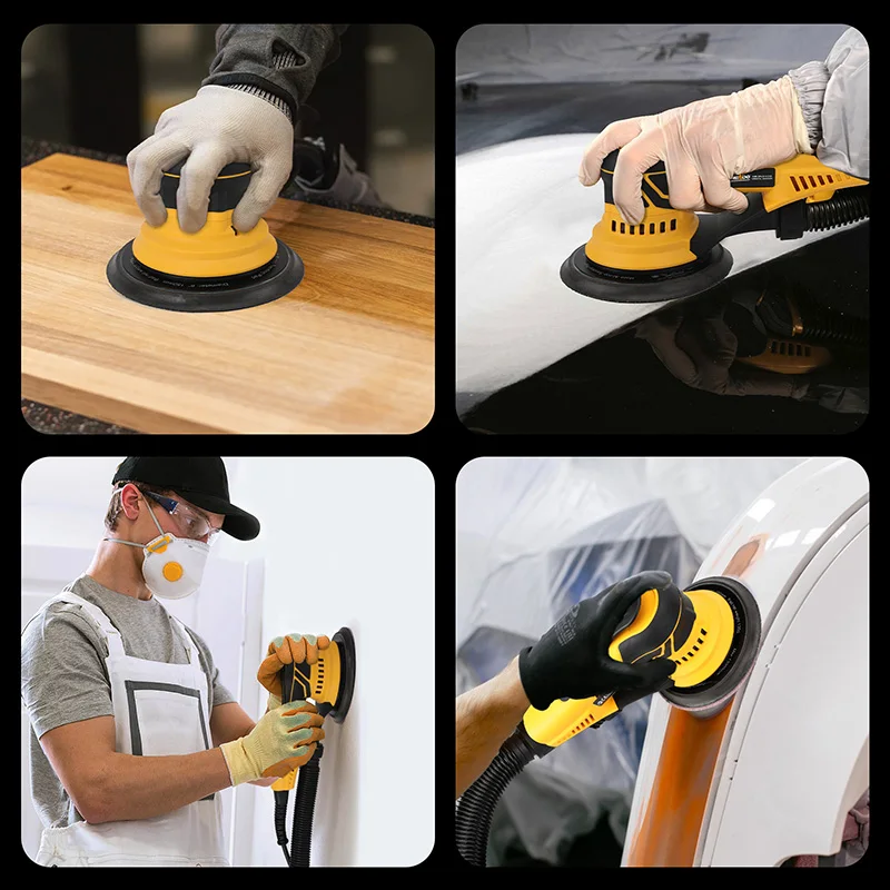 220V Electric Sander Machine Woodworker Orbit Sander Tool Car Metal Polisher add 125mm Sander Pad Home DIY Handheld Wall Grinder