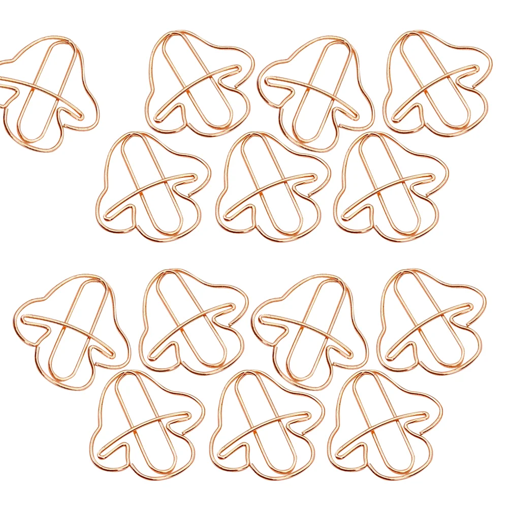 20 Pcs Mini Mushrooms Paper Clip Bills Fixing Paperclip Cute Clips Students Desk Accessories Vegetable Exquisite Rose Gold