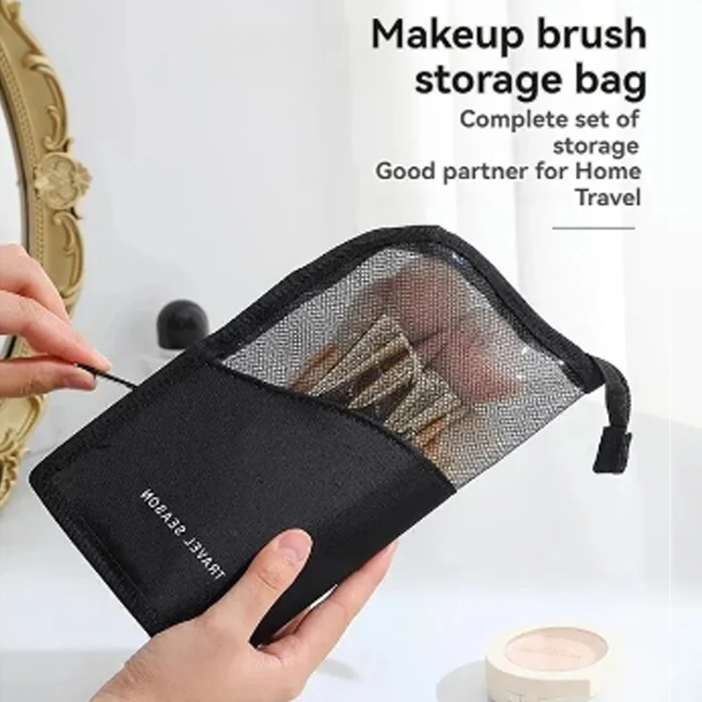 Bolsa de cosméticos con soporte para mujer, bolsa de maquillaje transparente con cremallera, organizador de brochas de maquillaje de viaje, bolsa de aseo, 1 ud.