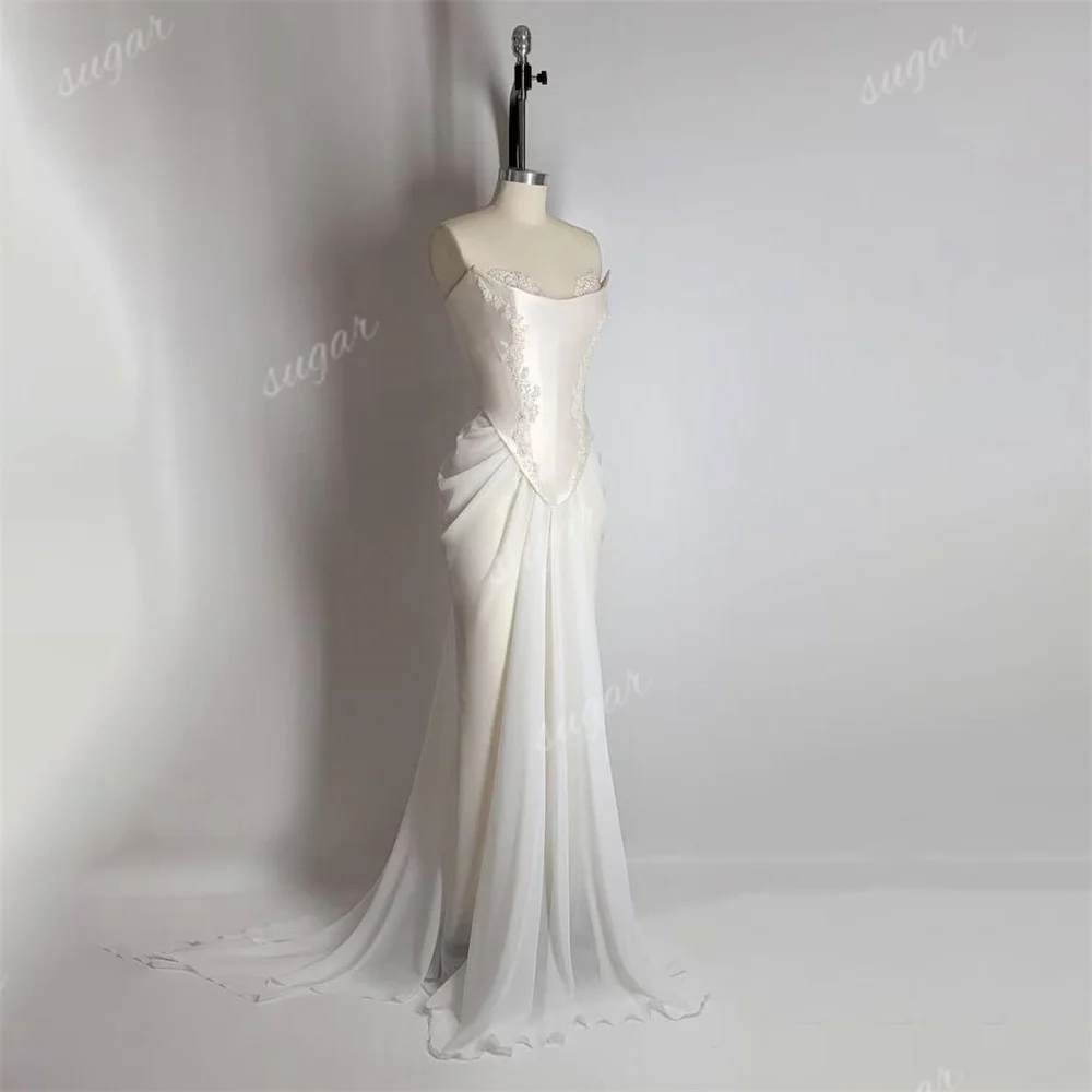 Retro Palace Corset Wedding Dress for Women Lace Applique Mermaid Bridal Gowns Pleated Sexy Formal Party Dresses robe de mariée