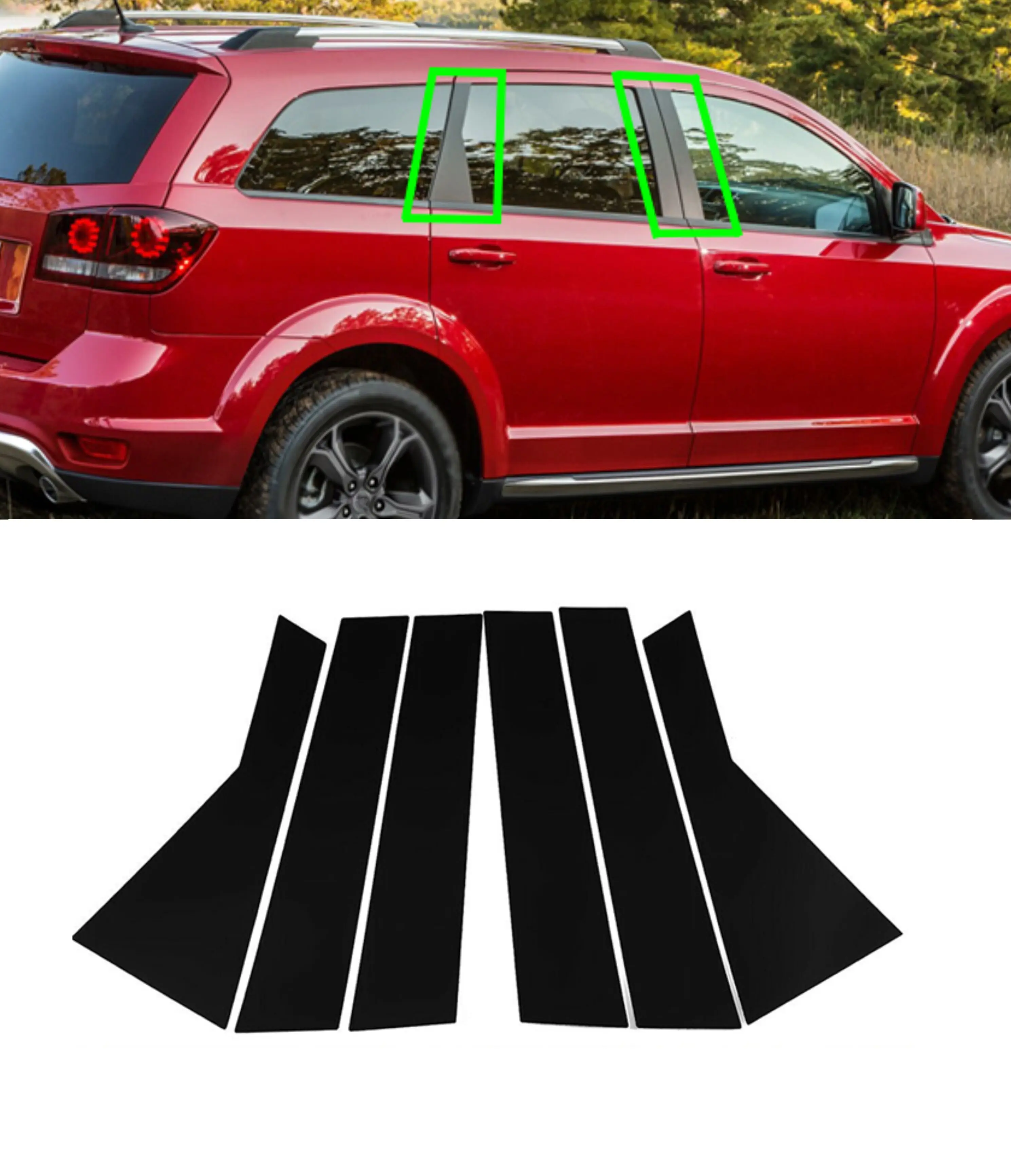 

6Pcs Car Window Pillar Posts for Dodge Journey 2009 -2020 Door Trim Decal Cover Accessories Exterior Parts