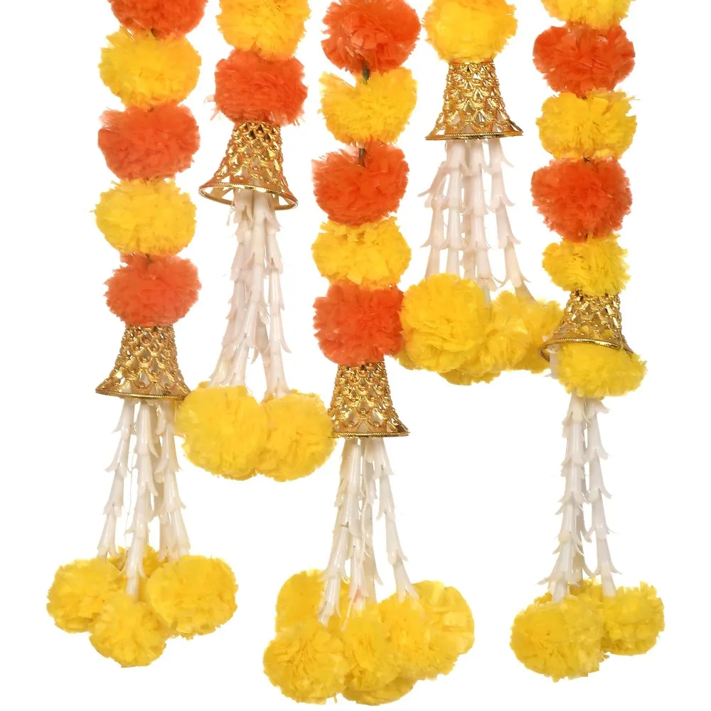 Long Strands Artificial Marigold Garland Pooja Diwali Fiesta Indian Décor Marigold Flower Garlands Events Decor Pooja Wedding