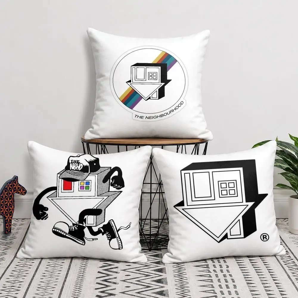LOGO Design N-Neighborhood Cushion Cover Soft Short Plush Double-Sided Printing Home Decor Machine Washable Pillow Case Gift