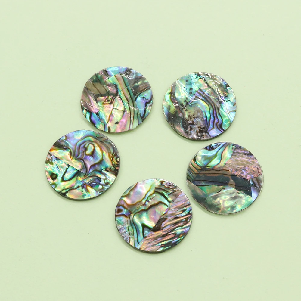 Natural Abalone Shell Cabochon Beads Round Disc-shaped Loose Beads for Jewelry Making DIY Necklace Earrings Rings Accessories