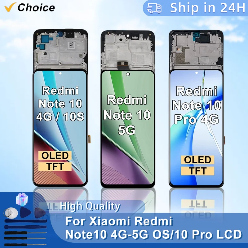 OLED For Xiaomi Redmi Note 10 4G 5G LCD 10S Display M2101K7AI M2103K19G Touch Screen For Redmi Note 10 Pro LCD M2101K6G Replace