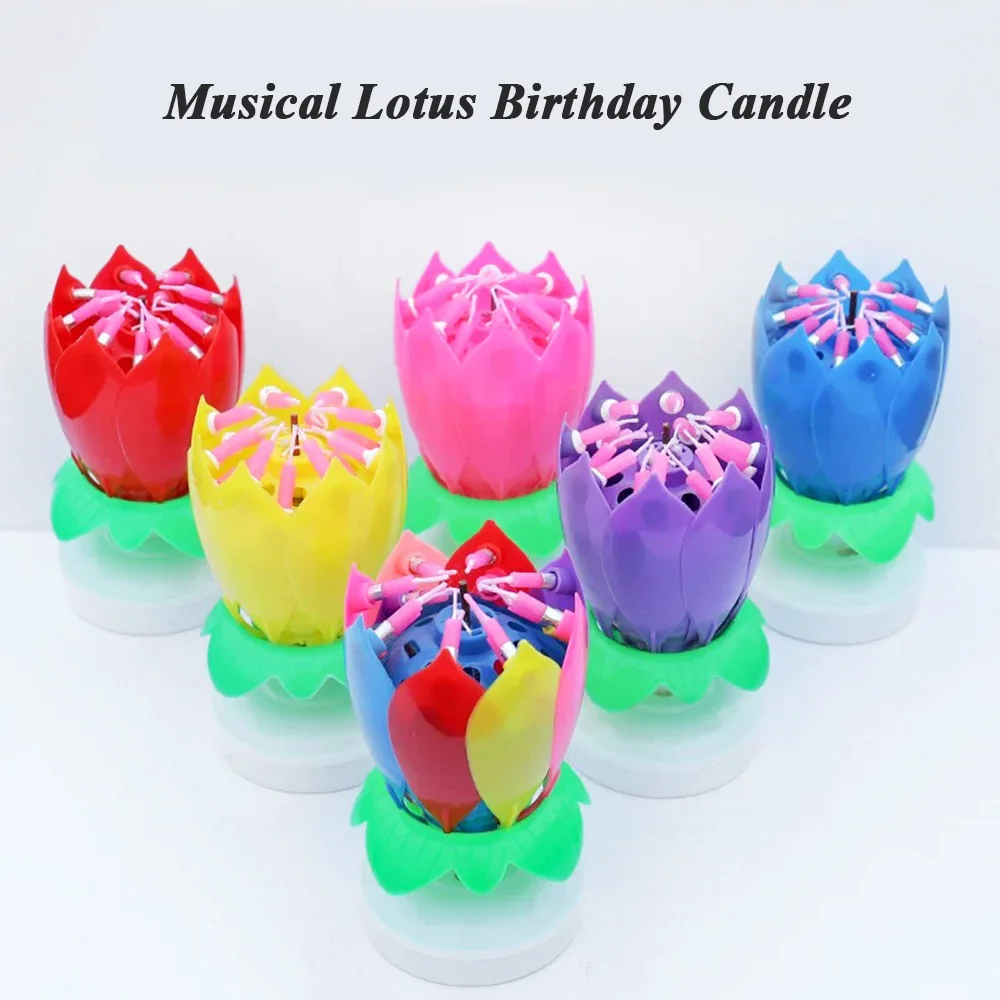 Musical Lotus Birthday Candle | Double-Layer Blooming Candle with Happy Birthday Tune | Surprise Birthday Cake Topper for Party