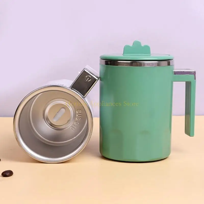 D0AB 자동 교반 커피 머그 뚜껑을 가진 휴대용 교반 머그잔 자동 혼합 머그 스테인리스 강 여행 커피 머그