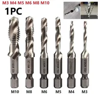 1/6Pcs Tap Drill Bit Set Hex Shank-Titanium Plated HSS Screw Thread Bit Screw Machine Compound Tap M3-M4 M5 M6 M8 M10 Hand Tools