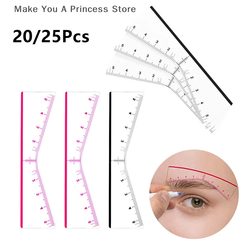 Disposable 20/25pcs Eyebrow Ruler Sticker Self-adhesive Eyebrow Tattoo Position Guide Permanent Makeup Mapping Stencils Tool
