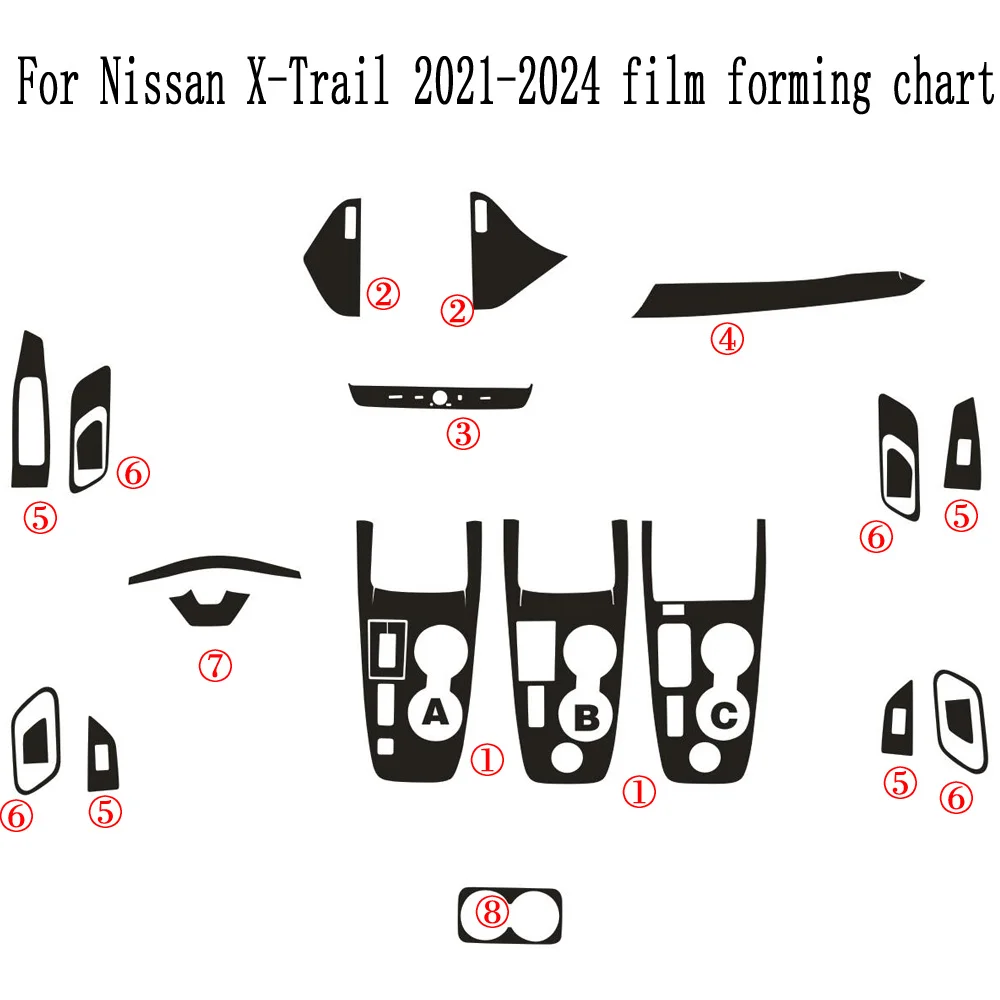 

Carbon Fiber for Nissan X-Trail T33 2021-2024 Car Film Interior Sticker Center Console Gear Dashboard Air Door Handle Lift Panel
