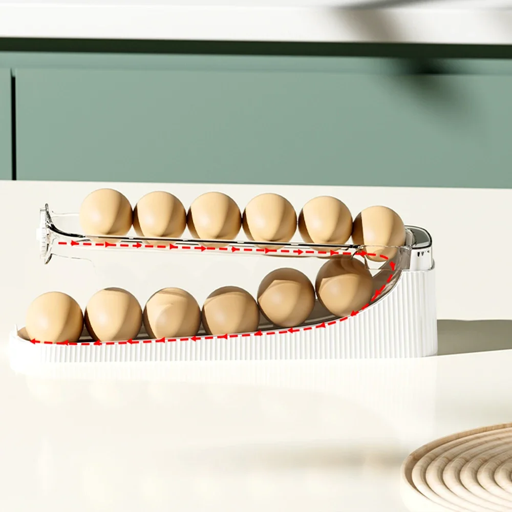Household Multi-layer Automatic Rolling Egg Storage Box Kitchen Egg Rack Tray Refrigerator Timing Special Egg Carton